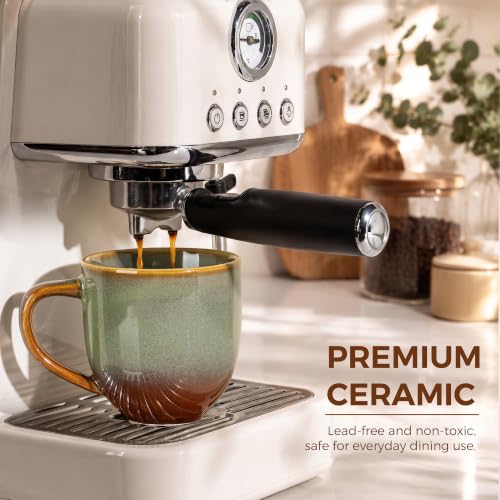 theterra Ceramic Coffee Mugs Set of 6, 12 oz Coffee Cups with Handle - color: Sage Umber, size: 12 OZ (Set of 6)