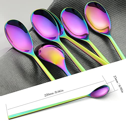 AOOSY 9-In Long Handle Spoon, Rainbow Ice Tea Spoon, Set of 6 - color: C Long Rainbow Spoon