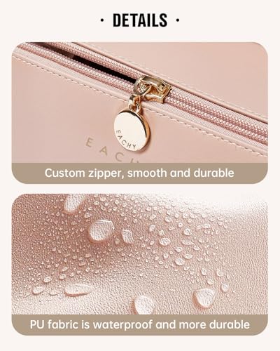 EACHY Travel Makeup Bag for Women, PU Leather Cosmetic Bag, Pink, Medium - color: A - Pink, size: Medium