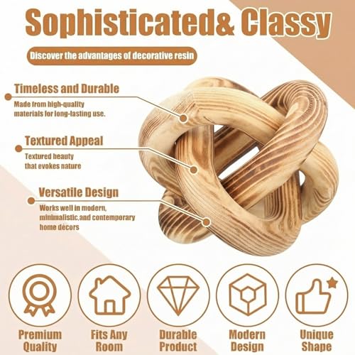 Yalikop 3 Link Wood Knot Decor Rustic Table Shelf Accents, Burnt - color: Burnt