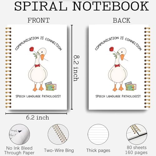 Guymn Speech Language Pathologist Goose Notebook, SLP Speech Therapy Journal, Speech Therapist Gifts, Red Bow Rose Goose Hardcover Spiral Notebooks Journals 5.5x8.3 Inch - color: Section 7