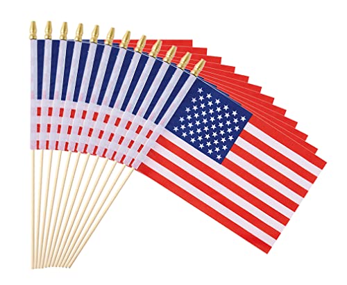 25Pack Small American Flag Mini Usa Flag On Stick Handheld Us Flag For July 4th Decoration - color: America