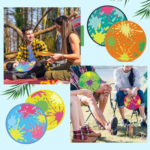 Gejoy 24 Pcs Splash Pattern Flying Disc Folding Hand Fan 8 Styles - color: Multicolor