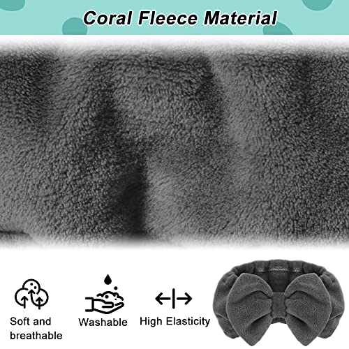 Shintop Soft Women Makeup Headband with Bow for Washing Face - color: Grey