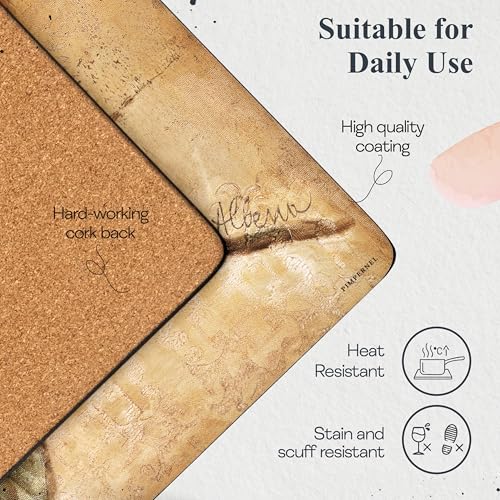 Pimpernel Sugar Magnolia Collection Placemat Set – (15.7" x 11.7") Cork-Backed Table Mats with Lacquer Finish, Heat & Stain Resistant, Decorative Dining Mats & Surface Protectors for Kitchen & Home - size: 15.7" x 11.7" Rectangular, style: Sugar Magnolia