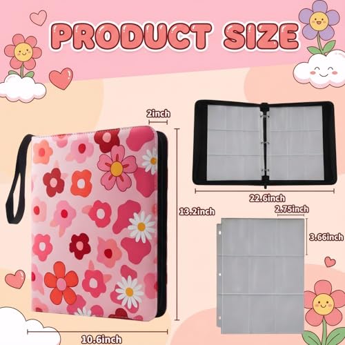 Card Binder 9 Pocket, Pink Cute 70s, 900 Cards, PU Leather - color: Pink Cute 70s