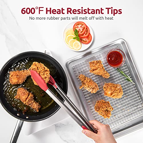 U-Taste Kitchen Tong for Cooking, 600ºF Heat-Resistant Silicone, 16in/Red - color: Red, size: 16 inch