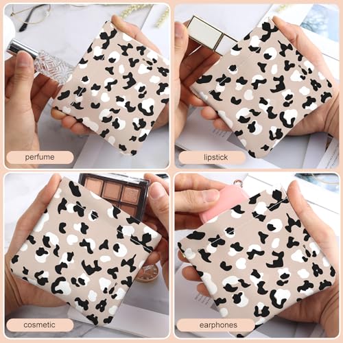 2Pcs PU Leather Small Squeeze Coin Purse Pouch Mini coin Bag Unique And Cute Wallet Cosmetic Bags Change Bag For Women Girls Men （Brown leopard print - color: Brown leopard print