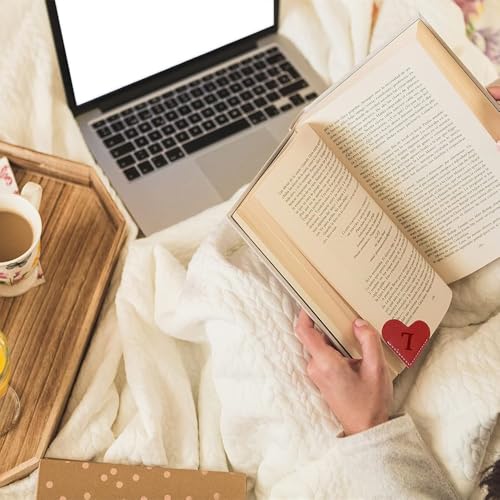 4Pcs Personalized Leather Heart Bookmark26 Letters Customized Corner Book Mark for Reading, Book Holder Markers with Initials Page Accessories Cute Gifts (Light Pink+Deep Pink+Green+Light Brown, A) - color: Light Pink+deep Pink+green+light Brown, size: A
