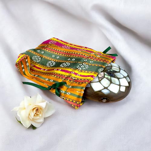 Handcrafted Natural Wooden Compact Mirror, Round Make Up Mirror with Mother of Pearl Inlay- Personalized Hand Mirror - color: Lotus
