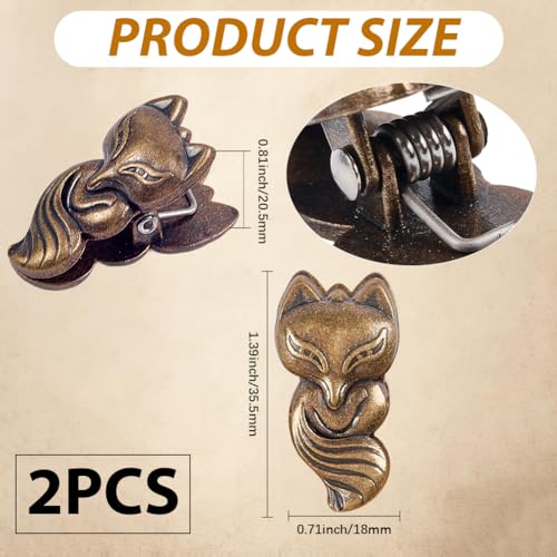 CRASPIRE 2Pcs Travelers Notebook Page Holder Journal Notebook Clip Metal Vintage Retro Fox Animal Alloy Decorative Binder Holders Accessories for TN Travelers Art Journaling Reading Decoration - style: 2Pcs Fox