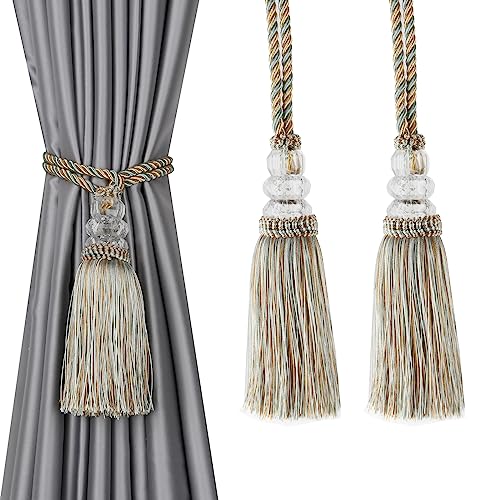 2 Pack Curtain Tiebacks with Tassel, Mix Blue - color: Mix Blue, size: 2
