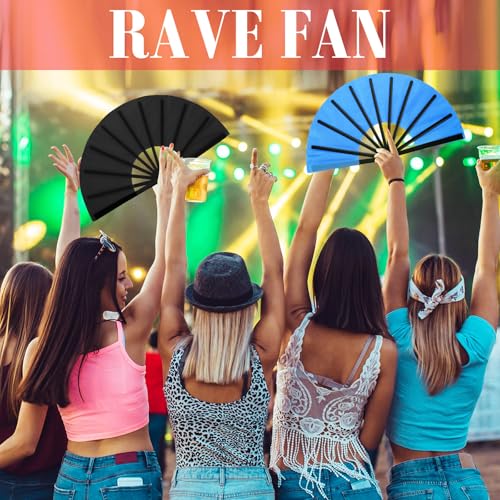 Maitys 2 Pack Foldable Fans for Rave Dancing,Fresh Color,Simple Pattern - color: Fresh Color, style: Simple Pattern