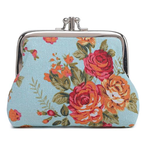 Cute Floral Buckle Coin Purses Vintage Pouch Kiss-lock Change Purse Wallets… - color: 20