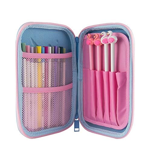 Surpop 3D EVA Unicorn Pencil Case for Girls with 4 Pens, Unicorn2 Blue - color: Unicorn2 blue