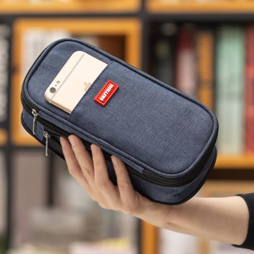 EASTHILL Big Capacity Pencil Case Large Pencil Pouch Stationery Pen Bag for Teen Girls-Deep Blue - color: Deep Blue
