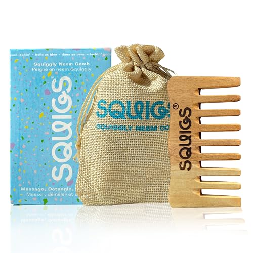 Squigs Beauty Neem Wooden Comb for Women & Men – Handcrafted Pocket-Sized Wide-Tooth Comb for Hair Detangling, Scalp Massage, Oil Distribution & Anti-Breakage – Pure Neem Wood for Hair Growth