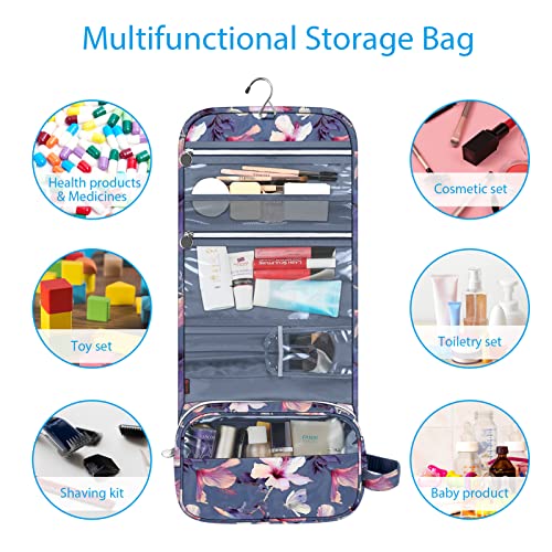 FINTIE Hanging Toiletry Bag Portable Travel Cosmetic Makeup Organizer - color: Blooming Hibiscus