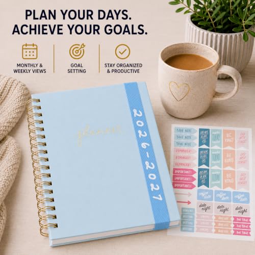 WORLD TRAVELER Academic Planner School Organizer Jul 2026-Dec 2027, 7"x9" - color: Blue