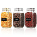 ComSaf Square Glass Jars with Airtight Lids 51 oz 3 Pack Wide Mouth - size: 51 fl oz x 3
