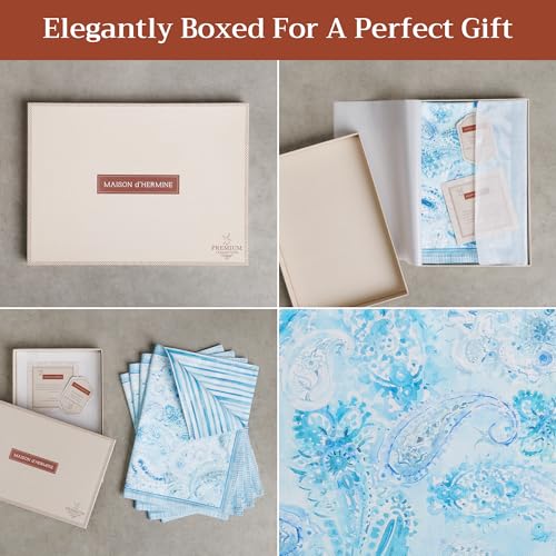 Maison d' Hermine Placemats Set of 4 Reusable 100% Combed Cotton (13"x19") - color: 009 - Paisley Blues, size: 13" X 19" (Pack of 4)