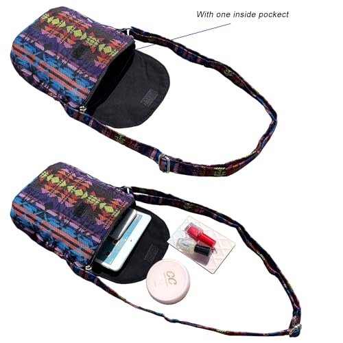 Satchel Saddle Pocket Swing pack Bag Collection Messenger Shoulder Bag Travel Purse Wallet - color: Purple Line