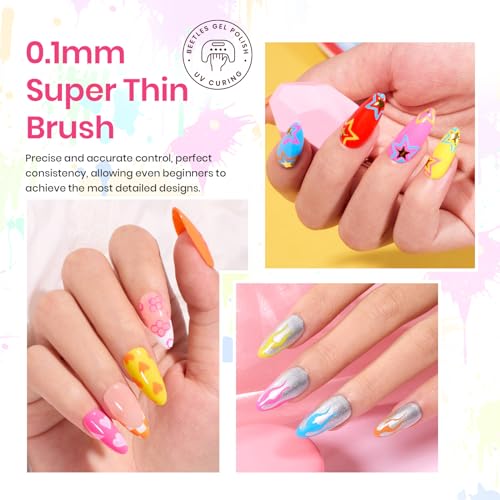 Beetles Gel Liner Nail Polish Set- 12 Colors 2 IN 1 Gel Nail Polish - color: D - Multicolor-12-1