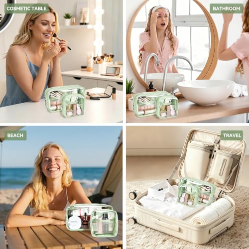 WLLWOO 2pcs Clear Makeup Bag Mini Cosmetic Pouch Travel Toiletry Organizer - color: 2pcs-Mint Green