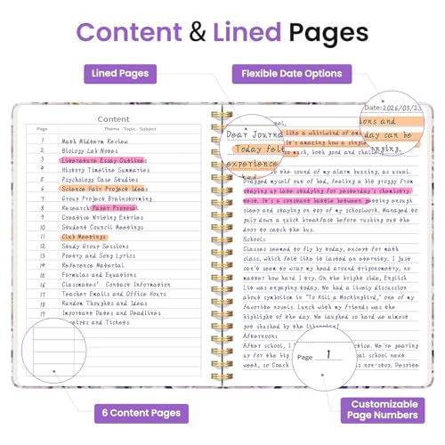 ZOTIA Lined Spiral Journal for Women, A5 Pretty Hardcover Notebook for Work, School & Office Writing, Aesthetic Writing Journal College Ruled, 140 Pages, 5.8" x 8.3", Purple Blocks - color: B-Purple Blocks