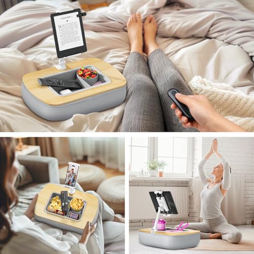 ERGONOV Tablet Pillow Stand with Snack Bowl,iPad Holder for Bed -Birch Gray - color: Birch Gray