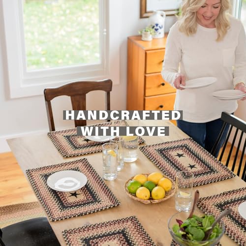 Homespice Gloucester Jute Braided Placemats, Oval 13x19 Set of 4 - color: Primitive Star Gloucester