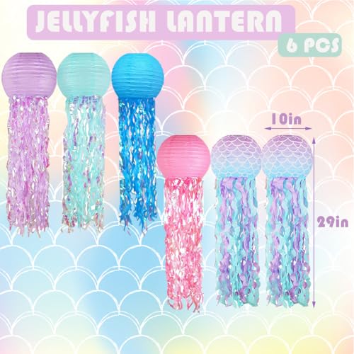 6 Pack Jellyfish Decorations Mermaid Jellyfish Lanterns Jellyfishs Decor - color: Normal, size: 6 Pack （6 Pack Lanterns）