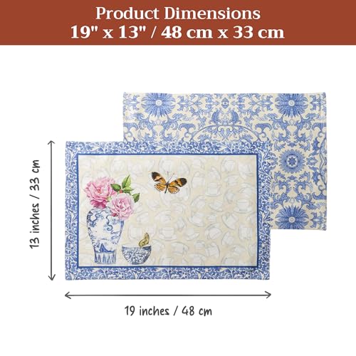 Maison d' Hermine Placemats Set of 4 Reusable 100% Cotton (13"x19") - color: 025 - Canton, size: 13" X 19" (Pack of 4)