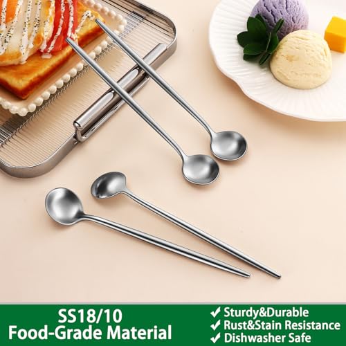 DEHOV 6.7 Inches Coffee Spoons Set,4 Pieces Stainless Steel 18/10 Iced Tea Spoon,Long Handle Coffee Stirring Spoons,Durable Teaspoons,Dishwasher Safe Tea Spoon For Dessert - color: Silver, size: 6.7 Inch