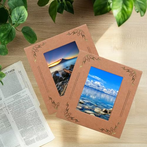 30Pcs 3x3Inch Brown Paper Photo Frames with String & Clips - color: Brown, size: 3x3inch