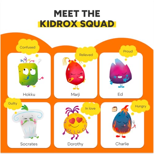 Kidrox Emotions Matching Game – Bilingual Memory Card Game in English & Spanish for Kids Ages 3+ | Learn & Mimic Emotions with Kidrox Squad | Premium Magnetic Box | 40 Tiles - color: Emotions
