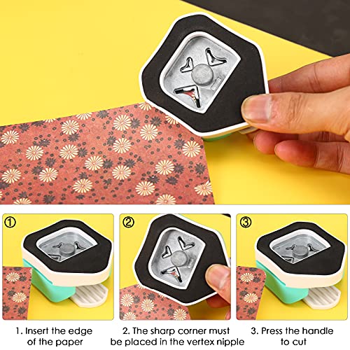 3 Way Round Corner Punch, 4mm, 7mm, 10mm 3 in 1 Corner Cutter for Paper Crafts, Laminator, Cardstock, DIY Projects, Photocards, Card Making and Scrapbooking - color: Green