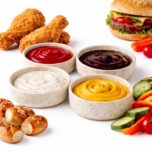 Dipping Bowls Set of 4, 2462°F High-Fired Ceramic Small Bowls for Dips, Olive Oil & Sauce, Elevates Table Setting, Idea for BBQ, Afternoon Tea, Entertaining, Housewarming & Holiday Gifts - color: Beige