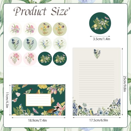 Thboxes Stationary Set Letter and Envelopes, 48 Letter Writing Paper with 24 Envelopes & 24 Stickers, Elegant Floral Stationery Set for Handwritten Letters Party Invitations