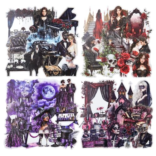 100 Pcs Victorian Gothic Stickers for Scrapbooking - color: Gothic Soiree