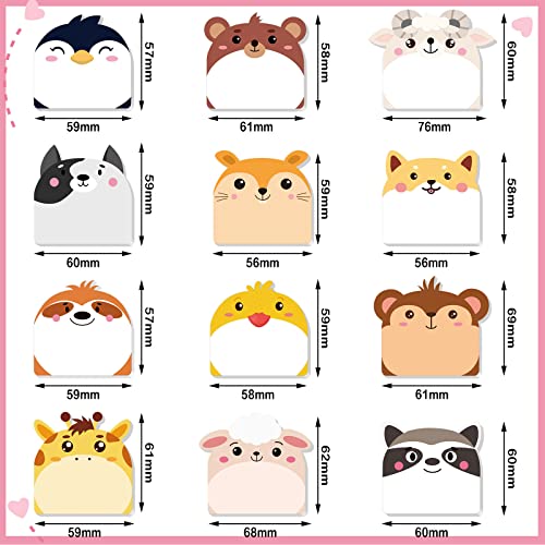 Yinder 24 Pad Cute Animal Sticky Notes Kawaii Animal Sticky Note Pad Bulk - color: Multicolor, size: Multi Animals