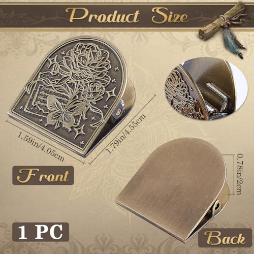 CRASPIRE Travelers Note Book Clip Alloy Vintage Flower Butterfly Theme Metal Antique Bronze Decorative Journal Page Binder Clips for TN Travelers Art Journaling Reading Decoration Accessories - style: Flower