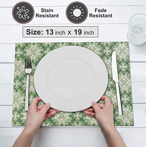 Ruvanti Placemats Set of 6, 100% Cotton Place Mats of 13"x19" – Grass Green - color: Grass Green