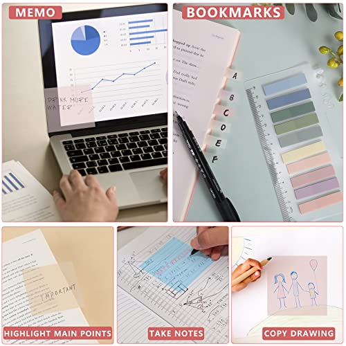 ONEDONE Transparent Sticky Notes 700 Sheets -Clear Sticky Notes for Annotating Books Translucent Book Tabs Book Page Markers Office & School Supplies - color: 19 Colors