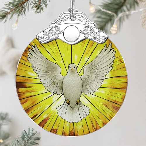Stained Glass Dove Ornament: Christian Christmas Ornament, Christmas Tree Ornament, Religious Home Decor, Gifts for Christian, Religious Gifts, Gift Exchange, Gift Idea - color: Dove Pattern a