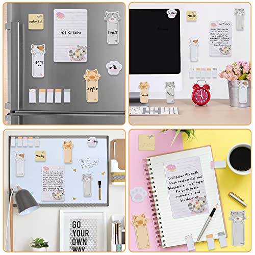 Xqumoi Cute Cartoon Cat Sticky Notes Set, 550 Sheets, Lovely Cat and Paw Shaped Self-Stick Notes Pads Kitty Animal Divider Tabs Bundle Writing Memo Pads Back to School Office Supplies Small Gift - color: 1pack-cartoon Cat