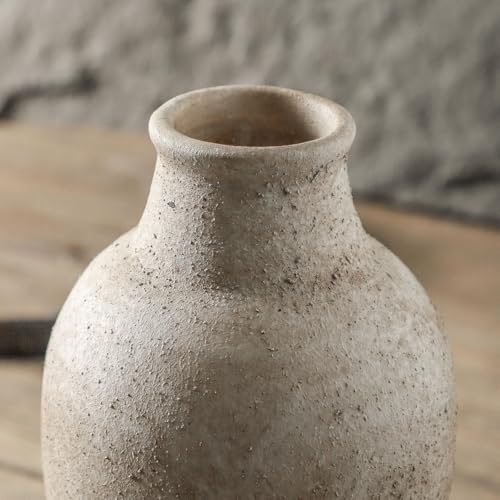 Ceramic Flower Vase 8.3（inc） Gray Rustic Farmhouse Decor Living Room Home Decor Bedroom Decorations for House Book Shelf Office Coffee Desk Dining Fireplace Floor vase