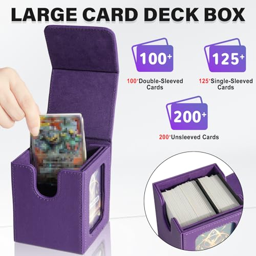 Card Deck Box for MTG Commander, Deck Case Holds 100 Double-Sleeved Cards - color: Purple, size: 1 Box