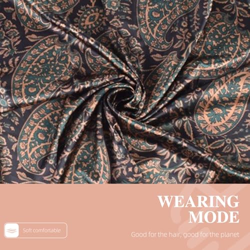 35 Inches Silk Head Scarf-Satin Hair Scarves Silk Bandana Scarf Headscarf for Women's Fashion Scarves - color: Brown-large Cashews
