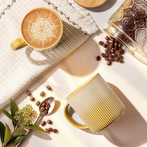 theterra Ceramic Coffee Mugs Set of 6, 14.2 oz Coffee Cups with Handle - color: Autumn Haze, size: 14 OZ (Set of 6)